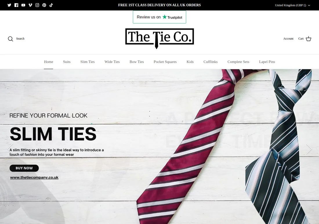 The Tie Company Shopify SEO Support gallery